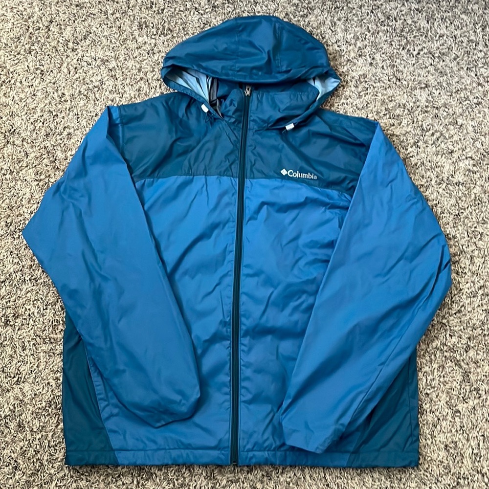 blue columbia rain jacket